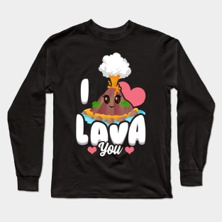 Funny I Lava You Volcano Valentine's Day Pun Long Sleeve T-Shirt